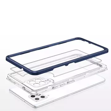 Priehľadné puzdro 3v1 pre Samsung Galaxy A42 5G Frame Gel Cover Blue