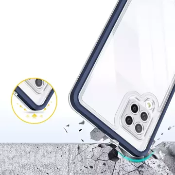 Priehľadné puzdro 3v1 pre Samsung Galaxy A42 5G Frame Gel Cover Blue