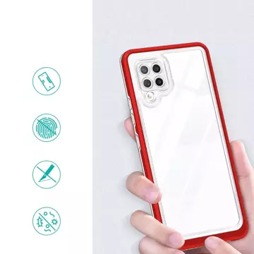 Priehľadné puzdro 3v1 pre Samsung Galaxy A42 5G Frame Gel Cover Red