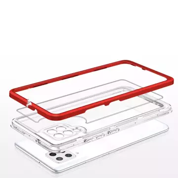 Priehľadné puzdro 3v1 pre Samsung Galaxy A42 5G Frame Gel Cover Red