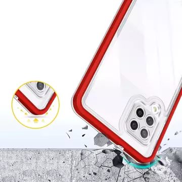 Priehľadné puzdro 3v1 pre Samsung Galaxy A42 5G Frame Gel Cover Red