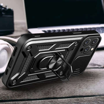 Púzdro Alogy Camshield Stand Ring Case s krytom fotoaparátu pre Apple iPhone 14 Pro Max Glass