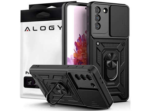 Púzdro Alogy Camshield Stand Ring Case s krytom fotoaparátu pre Samsung Galaxy S21 Glass
