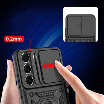 Púzdro Alogy Camshield Stand Ring Case s krytom fotoaparátu pre Samsung Galaxy S23 Plus Armored Black