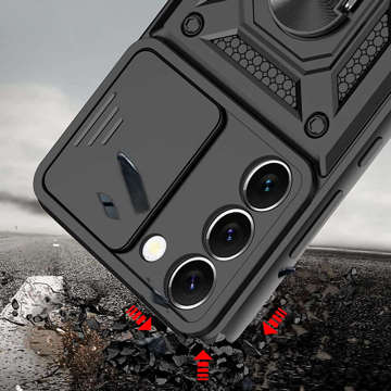 Púzdro Alogy Camshield Stand Ring Case s krytom fotoaparátu pre Samsung Galaxy S23 Plus Armored Black