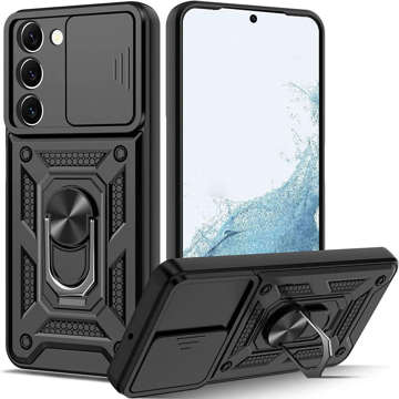 Púzdro Alogy Camshield Stand Ring Case s krytom fotoaparátu pre Samsung Galaxy S23 Plus Armored Black