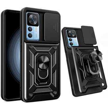 Púzdro Alogy Camshield Stand Ring Case s krytom fotoaparátu pre Xiaomi 12T / 12T Pro Armored Black