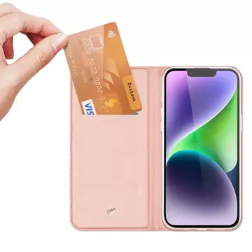 Puzdro Dux Ducis Skin Pro iPhone 15 Plus s chlopňou a peňaženkou - ružové