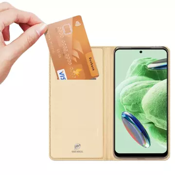 Puzdro Dux Ducis Skin Pro pre Xiaomi Redmi Note 12 5G / Poco X5 5G Flip Cover Card Stojan na peňaženku zlatý