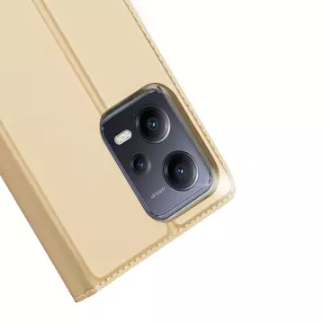 Puzdro Dux Ducis Skin Pro pre Xiaomi Redmi Note 12 5G / Poco X5 5G Flip Cover Card Stojan na peňaženku zlatý