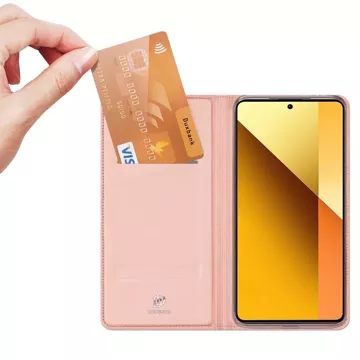 Puzdro Dux Ducis Skin Pro s chlopňou a slotom na kartu pre Xiaomi Redmi Note 13 5G - ružové