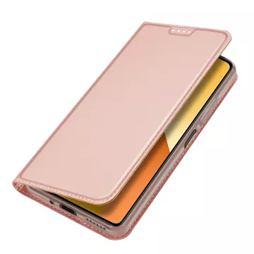 Puzdro Dux Ducis Skin Pro s chlopňou a slotom na kartu pre Xiaomi Redmi Note 13 5G - ružové