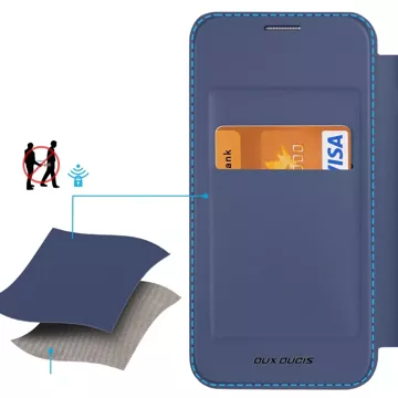 Puzdro Dux Ducis Skin X Pro s magnetickým krúžkom / stojanom pre Samsung S24 - modré