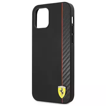 Puzdro Ferrari iPhone 12 mini 5,4" čierne/čierne pevné puzdro On Track Carbon Stripe