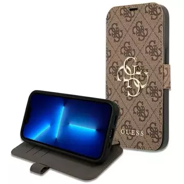 Puzdro Guess GUBKP13L4GMGBR pre Apple iPhone 13 Pro / 13 6,1" hnedá/hnedá kniha 4G Big Metal Logo