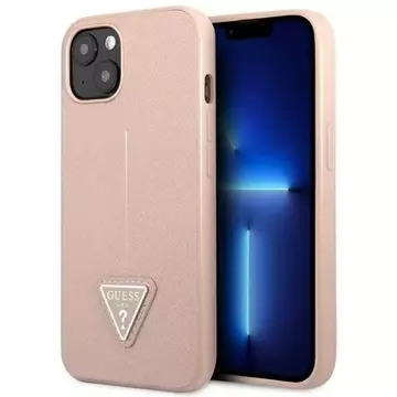 Puzdro Guess GUHCP14MPSATLP pre Apple iPhone 14 Plus 6,7" ružovo-ružové pevné puzdro SaffianoTriangle Logo