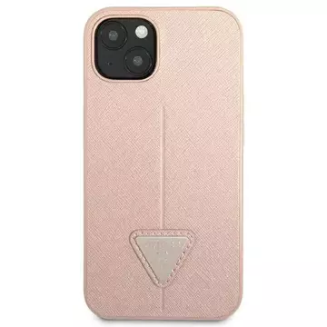 Puzdro Guess GUHCP14MPSATLP pre Apple iPhone 14 Plus 6,7" ružovo-ružové pevné puzdro SaffianoTriangle Logo