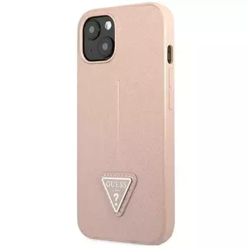 Puzdro Guess GUHCP14MPSATLP pre Apple iPhone 14 Plus 6,7" ružovo-ružové pevné puzdro SaffianoTriangle Logo