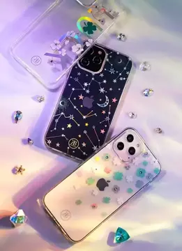 Puzdro Kingxbar Lucky Series zdobené originálnymi kryštálmi Swarovski iPhone 12 mini transparentné (Luck)