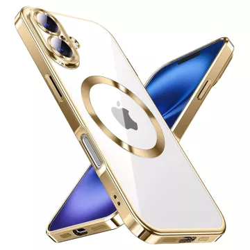 Puzdro MagSafe Puzdro na iPhone 16 Glamour Luxusný kryt tenkého prsteňa Alogy Gold Transparent