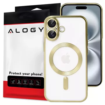 Puzdro MagSafe Puzdro na iPhone 16 Glamour Luxusný kryt tenkého prsteňa Alogy Gold Transparent