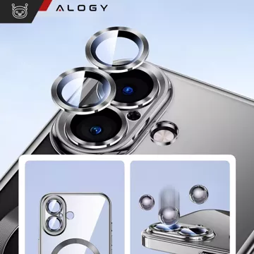 Puzdro MagSafe pre Apple iPhone 16 Plus Alogy Glamour puzdro na luxusný prsteň čierne a priehľadné