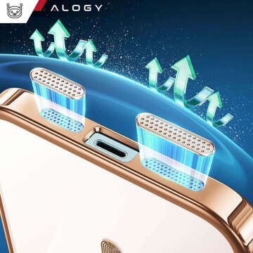 Puzdro MagSafe pre iPhone 15 Pro Max Glamour Luxusný tenký prstencový kryt Alogy Gold Transparent