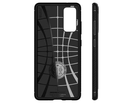 Puzdro Spigen Rugged Armor pre Samsung Galaxy S20 FE Matte Black Tvrdené sklo Spigen Glass FC
