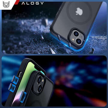 Puzdro na iPhone 14 Mag Safe Matt Case Cover matné Alogy Ring obrnené puzdro na telefón čierne