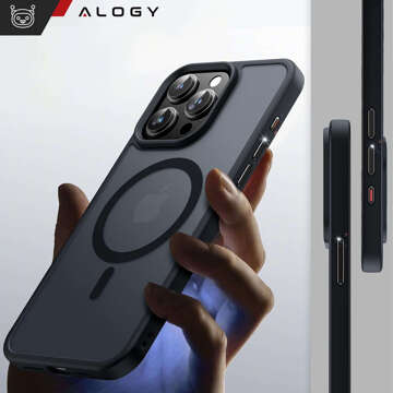 Puzdro na iPhone 15 Pro MagSafe Matt Case Cover Matte Alogy Ring obrnené puzdro na telefón čierne sklo