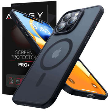 Puzdro na iPhone 15 Pro MagSafe Matt Case Cover Matte Alogy Ring obrnené puzdro na telefón čierne sklo