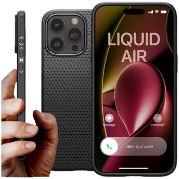 Puzdro na iPhone 15 Pro Spigen Liquid Air Case, puzdro, ochranná zadná strana, matná čierna