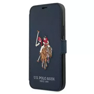 Puzdro na knižkový telefón US Polo Embroidery Collection iPhone 12 Pro Max 6,7" námornícka modrá/námornícka