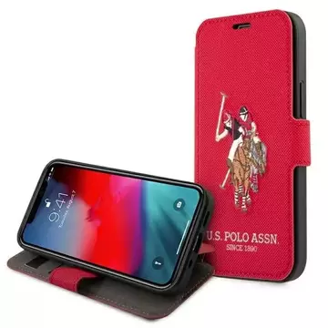 Puzdro na knižkový telefón US Polo Embroidery Collection iPhone 12 Pro Max 6,7" red/ed