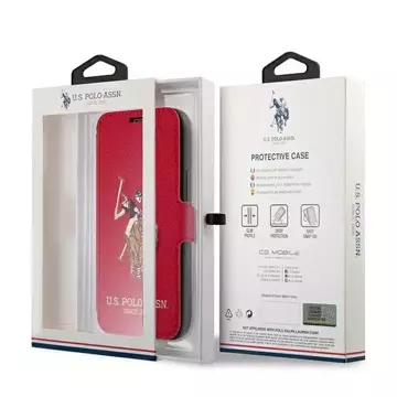 Puzdro na knižkový telefón US Polo Embroidery Collection iPhone 12 Pro Max 6,7" red/ed