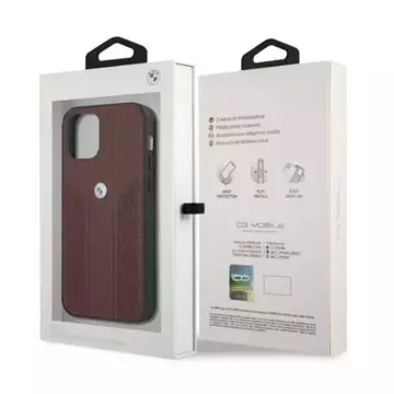 Puzdro na telefón BMW BMHCP12LRSPPR pre Apple iPhone 12 Pro Max 6,7" červené/červené pevné puzdro Leather Curve Perforate