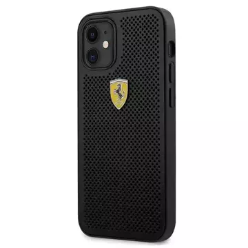Puzdro na telefón Ferrari iPhone 12 mini 5,4" čierne/čierne pevné puzdro On Track Perforated