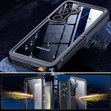 Puzdro pre Samsung Galaxy S24 Armored Cover Hydrogel Screen Film Case 360 ​​​​Defense Pro Alogy Black