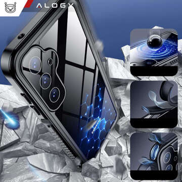 Puzdro pre Samsung Galaxy S24 Armored Cover Hydrogel Screen Film Case 360 ​​​​Defense Pro Alogy Black