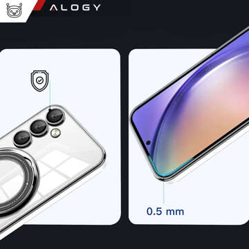 Puzdro pre Samsung Galaxy S24 Plus magnetické puzdro Ring Mag Bezpečný číry držiak Magnet Alogy čierne číre sklo