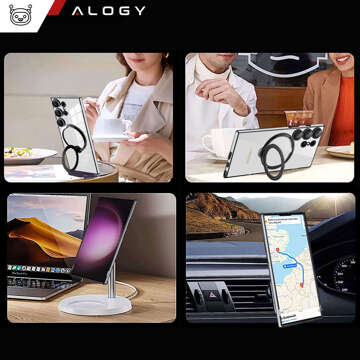 Puzdro pre Samsung Galaxy S24 Ultra Magnetic Case Ring Mag Safe Clear Magnet Holder Alogy Black transparent