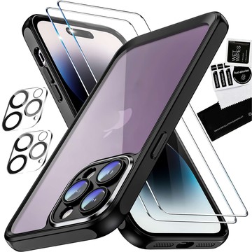 Puzdro pre iPhone 15 Pro Housing Case 2x sklo na displej a 2x obrnená šošovka Alogy 360 Hybrid Set 5v1 čierna a priehľadná