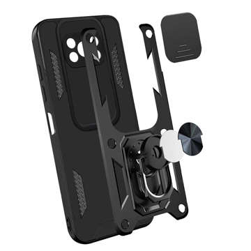 Puzdro s krytom fotoaparátu Alogy Camshield Stand Ring pre Poco X3 Pro / NFC čierne