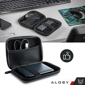 Puzdro x3 set veľký box na zips Alogy Protect kryt univerzálny na príslušenstvo slúchadlá kábel nabíjačka Čierny