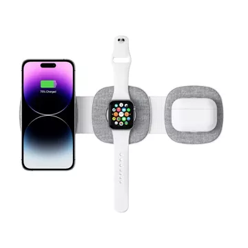 QI15W-A24 3V1 magnetická bezdrôtová nabíjačka MagSafe pre iPhone, Airpods, Apple Watch Grey