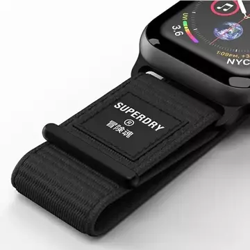 Remienok na hodinky Pasek SuperDry Apple Watch 38/40/41 mm Nylon Weave czarny/black 41673