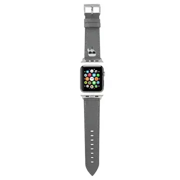 Remienok na inteligentné hodinky Karl Lagerfeld KLAWLOKHG pre Apple Watch 42/44/45 mm strieborný/strieborný remienok Saffiano Karl Heads