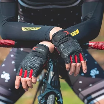Rockbros S169BR XL cyklistické rukavice s gélovými vložkami - čierna a červená
