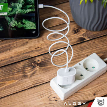 Rýchla a výkonná 35W USB-C nástenná nabíjačka USB typ C PD GaN pre iPhone 15 kábel typu C 1m Alogy White