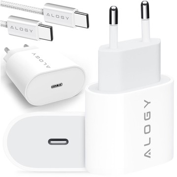 Rýchla a výkonná 35W USB-C nástenná nabíjačka USB typ C PD GaN pre iPhone 15 kábel typu C 1m Alogy White